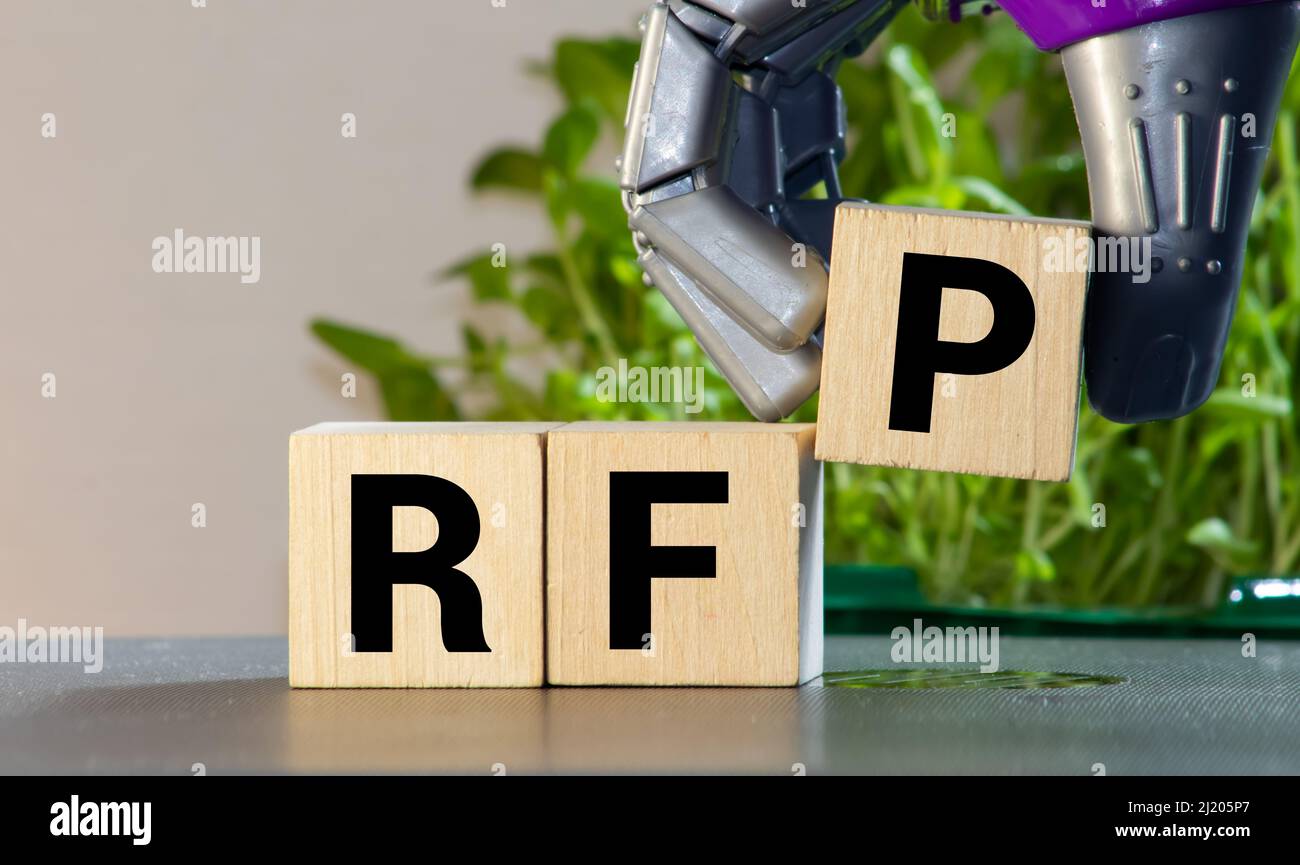 PROPOSTA parola sul concetto di business di blocco, RFP. Foto Stock