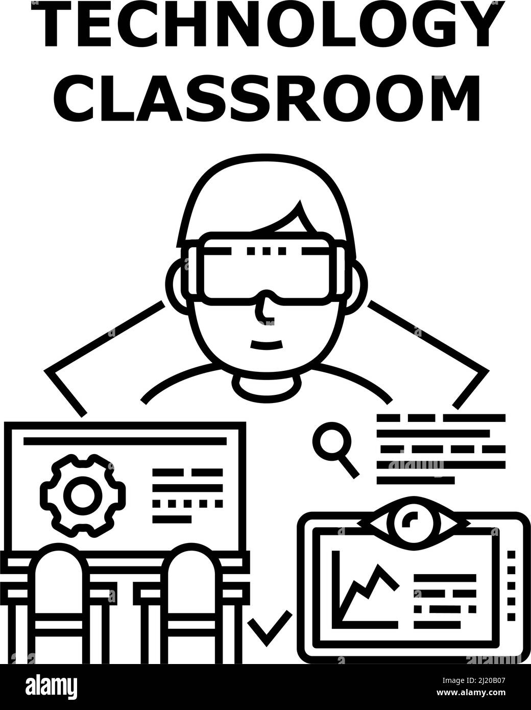 Illustrazione del concetto di vettore in classe di tecnologia Illustrazione Vettoriale
