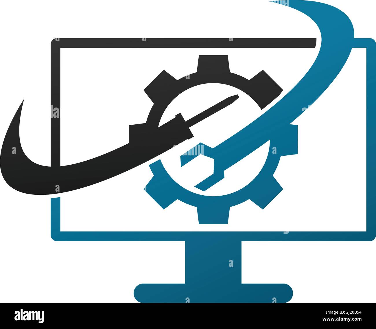 Icona del logo di riparazione del computer Illustrazione identità del marchio Illustrazione Vettoriale