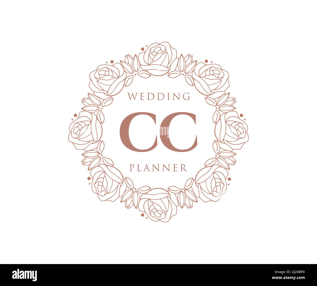 CC iniziali lettera Wedding monogramma collezione loghi, disegnati a mano moderni minimalistici e modelli floreali per biglietti d'invito, Salva la data, elegante Illustrazione Vettoriale