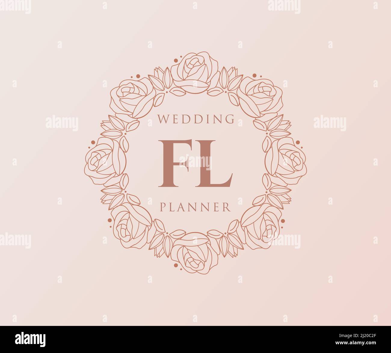 FL sigla lettera Wedding monogramma collezione loghi, disegnati a mano moderno minimalista e modelli floreali per carte di invito, Salva la data, elegante Illustrazione Vettoriale