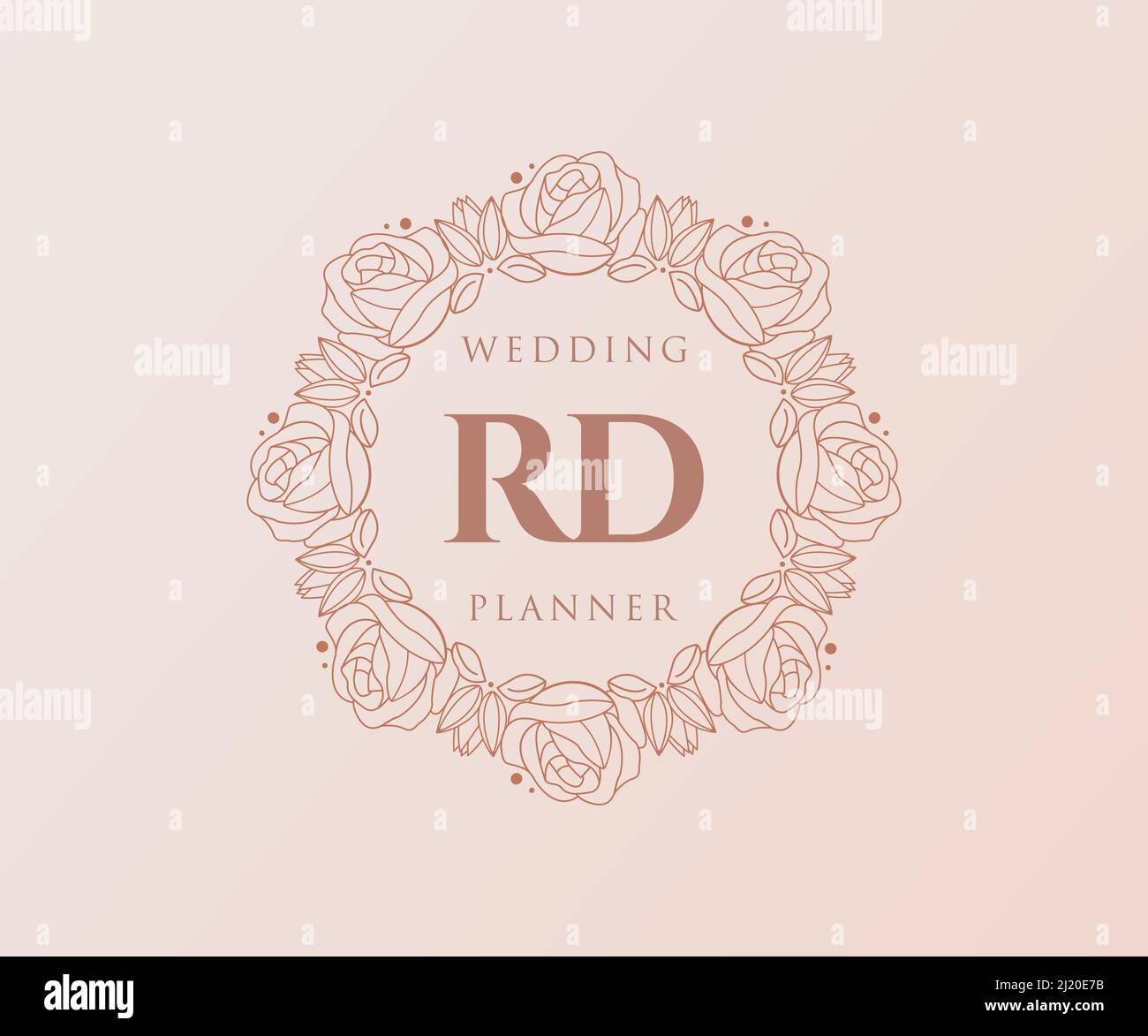 RD initals letter Wedding monogramma collezione loghi, modelle minimaliste moderne e floreali disegnate a mano per carte di invito, Salva la data, elegante Illustrazione Vettoriale