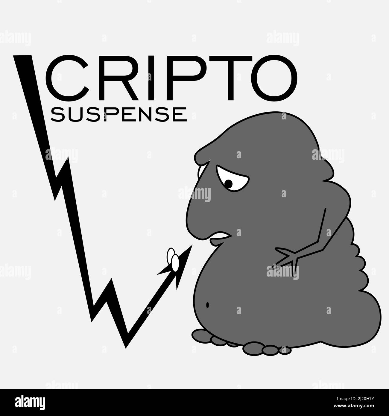 illustrazione dell'incertezza della criptovaluta con creatura astratta e grafico 1 Illustrazione Vettoriale