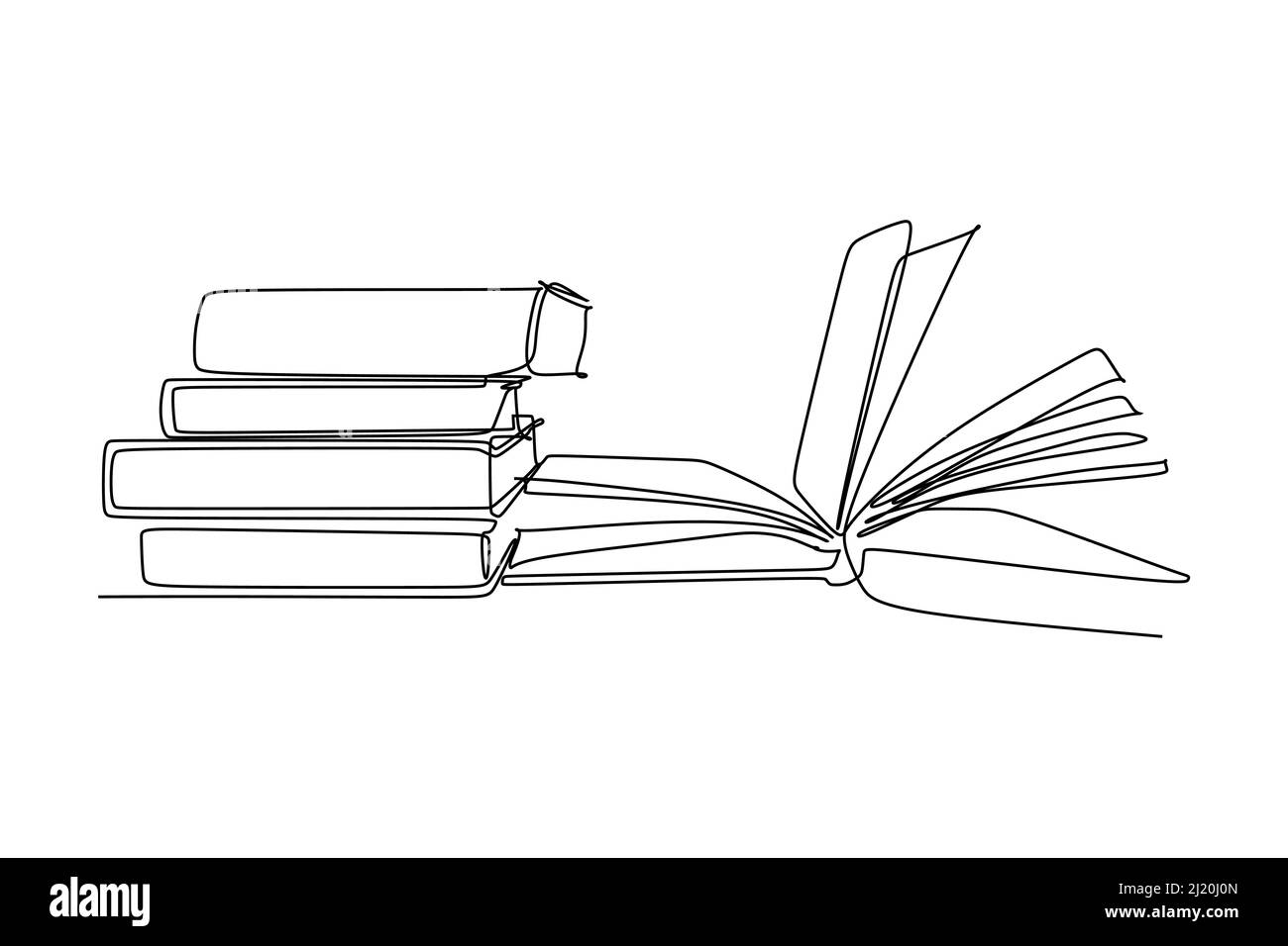 il disegno continuo della linea della persona legge un libro. Qualcuno legge un libro imparando qualcosa. Concetto di educazione disegno vettore illustrazione isolato su whit Illustrazione Vettoriale