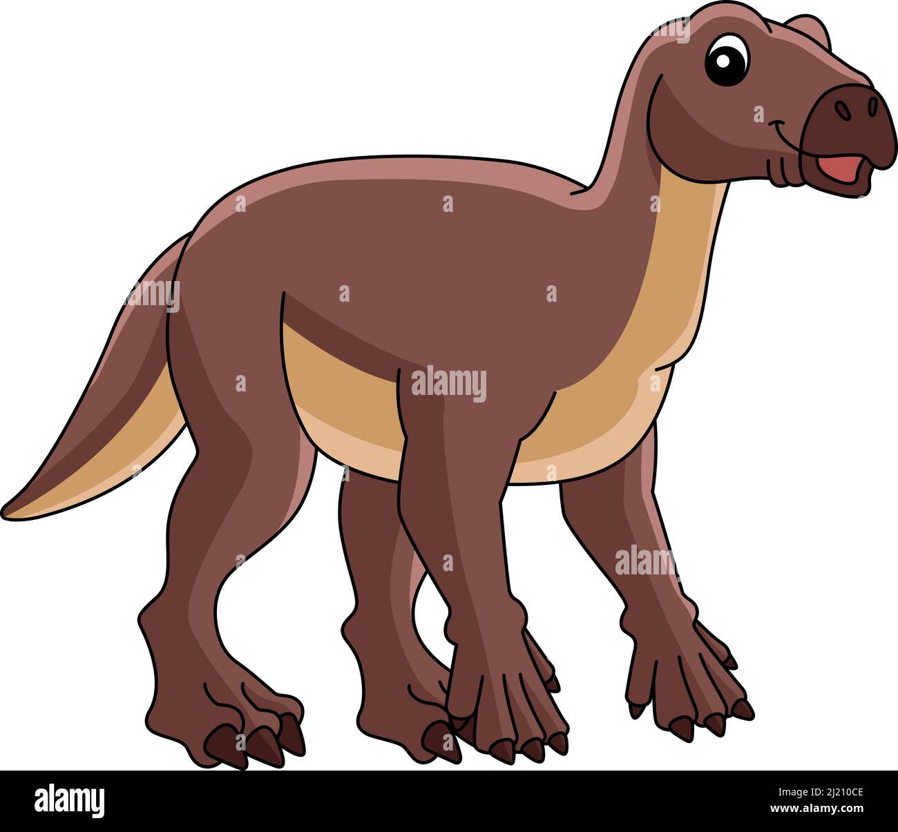 Iguanodon Dinosaur Cartoon Coloured Clipart Illustrazione Vettoriale