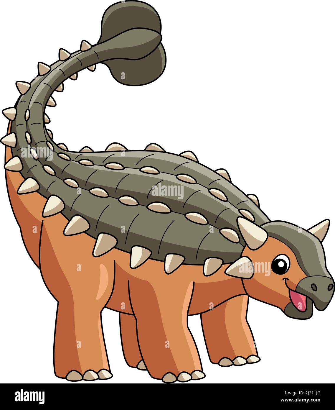 Ankylosaurus Dinosaur Cartoon Coloured Clipart Illustrazione Vettoriale