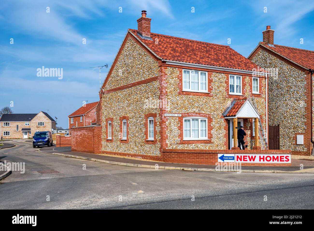 Nuove case in vendita nel villaggio di Norfolk di Gayton. Foto Stock