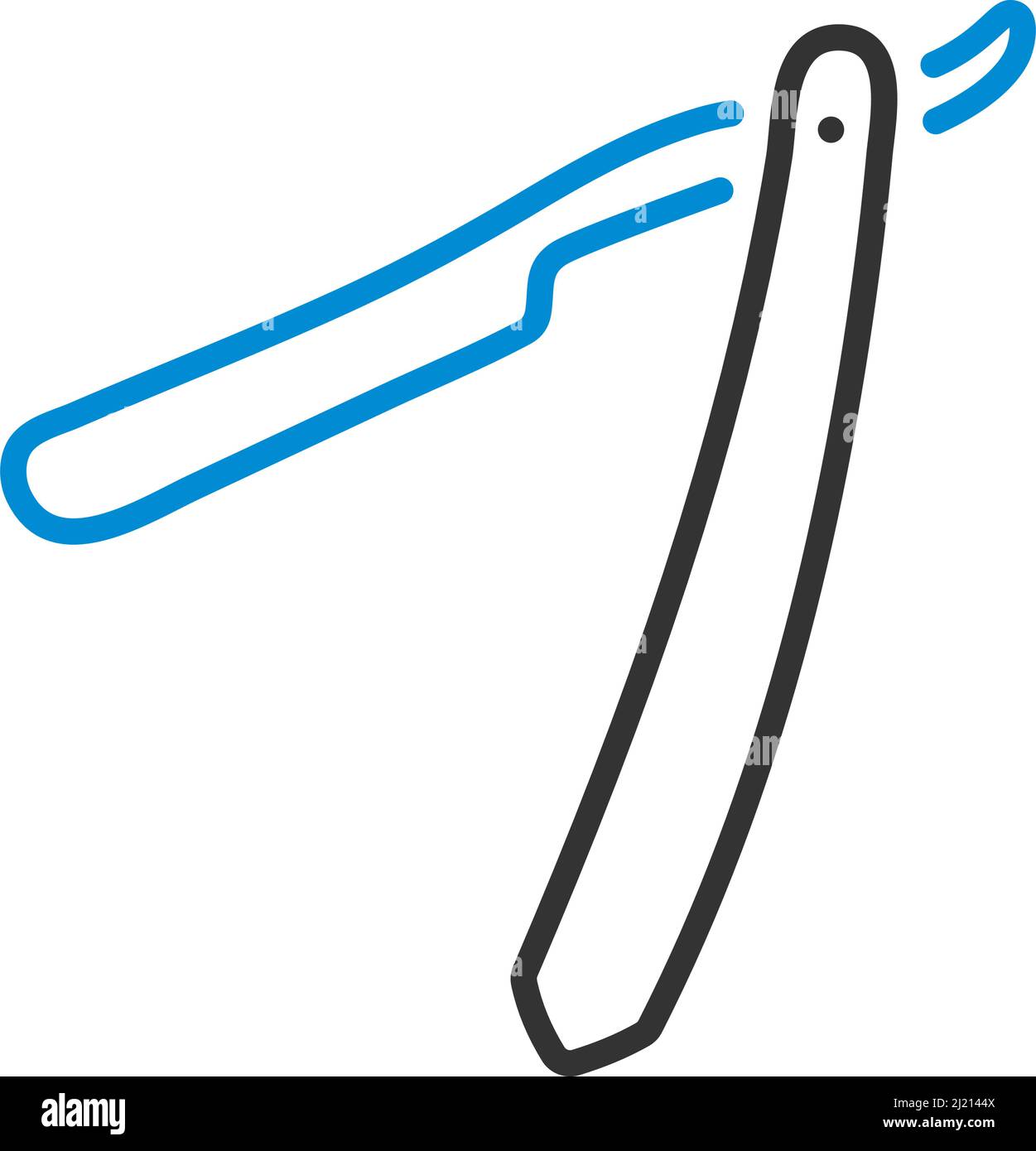 Icona del rasoio. Contorno grassetto modificabile con disegno di riempimento a colori. Illustrazione vettoriale. Illustrazione Vettoriale