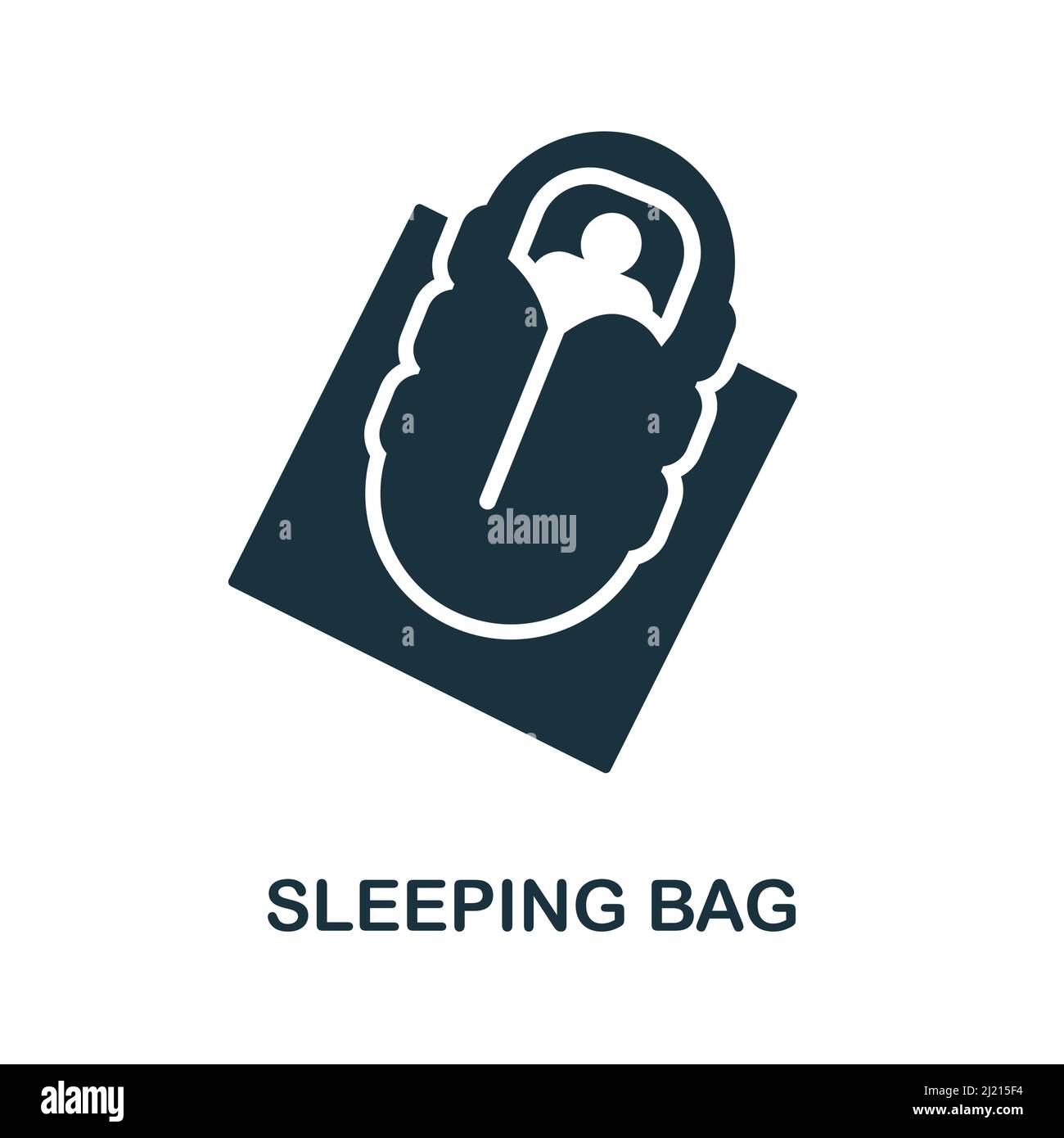 Icona sacco a pelo. Icona monocromatica Simple Sleeping Bag per modelli, web design e infografiche Illustrazione Vettoriale