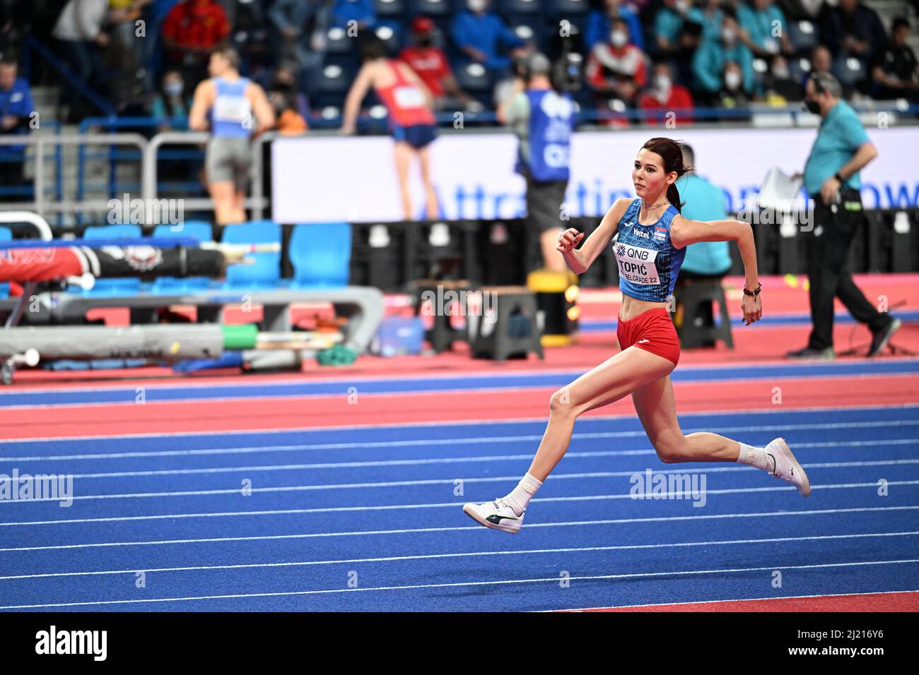 Angelina Topic partecipa ai Campionati del mondo indoor di Belgrado 2022. Foto Stock