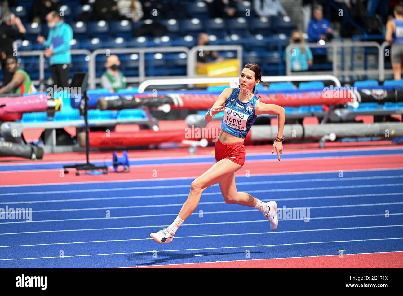 Angelina Topic partecipa ai Campionati del mondo indoor di Belgrado 2022. Foto Stock