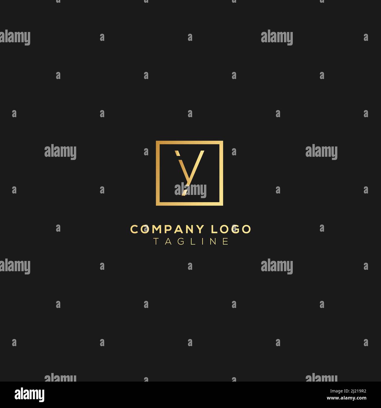 Modello di design professionale con lettera Y di tendenza minimale su sfondo nero. Illustrazione Vettoriale