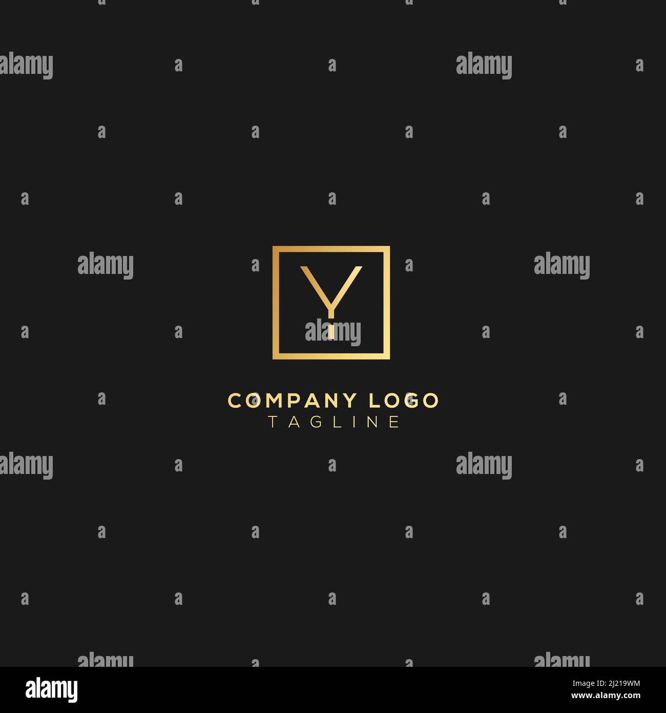 Modello di design professionale con lettera Y di tendenza minimale su sfondo nero. Illustrazione Vettoriale