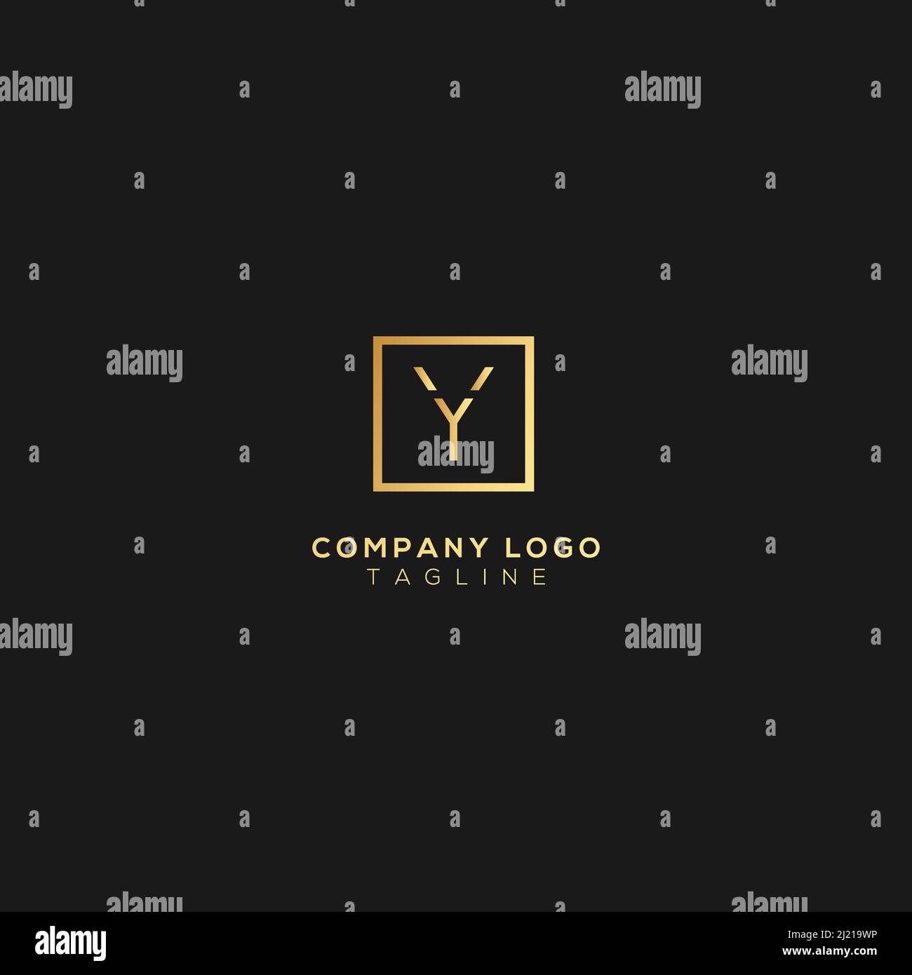 Modello di design professionale con lettera Y di tendenza minimale su sfondo nero. Illustrazione Vettoriale