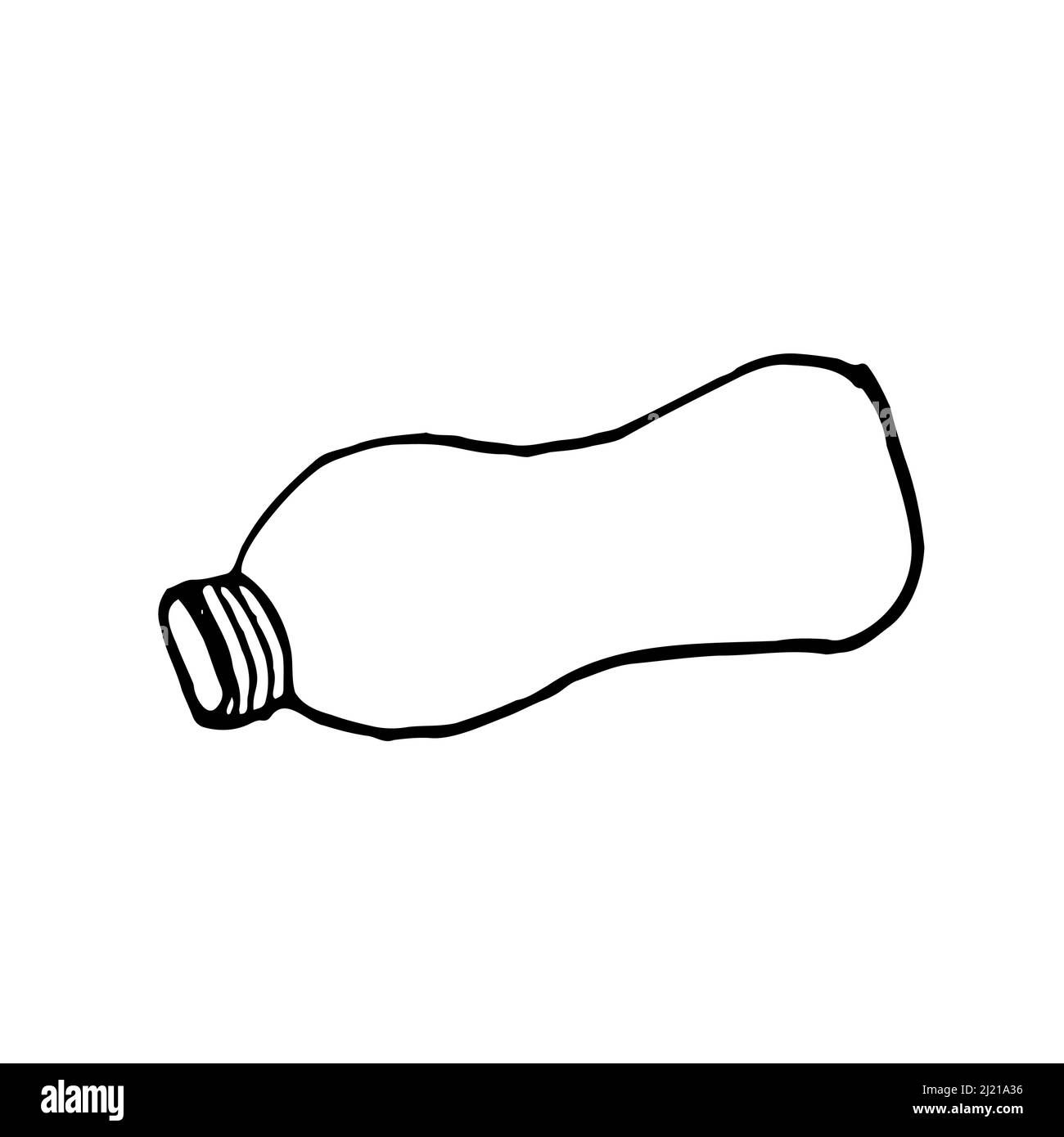 Illustrazione dello schizzo vettoriale bottiglia di plastica grande. Bottiglia di Doodle. Inquinamento plastico Illustrazione Vettoriale