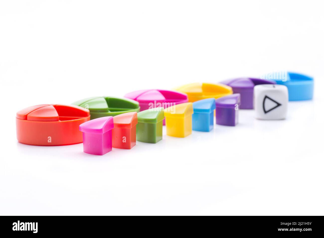 Triangoli colorati, disposti in cerchio Foto Stock