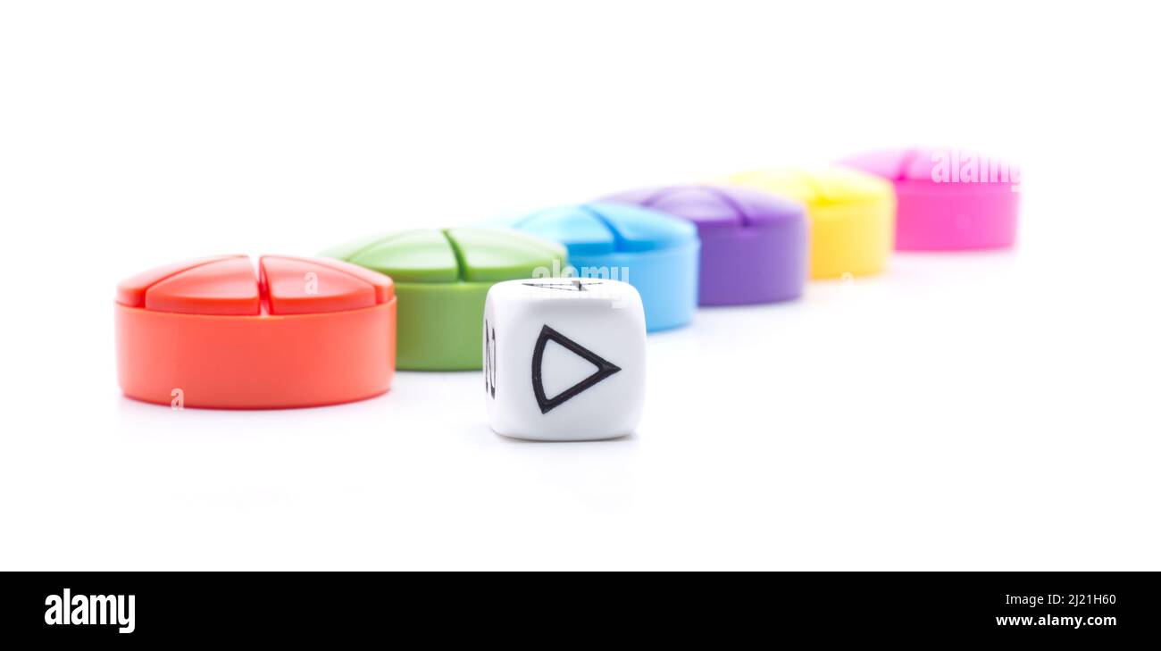 Triangoli colorati, disposti in cerchio Foto Stock