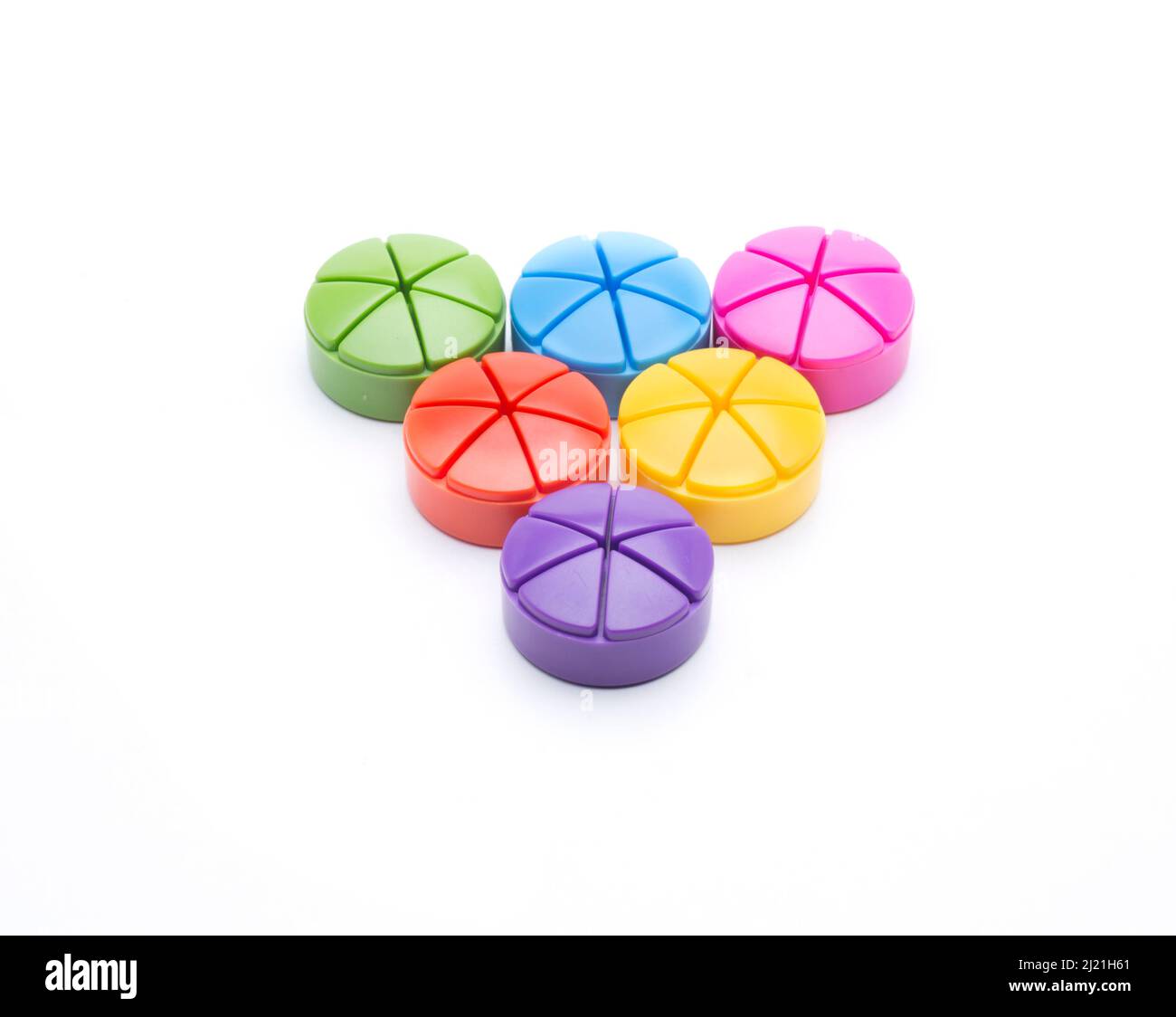 Triangoli colorati, disposti in cerchio Foto Stock