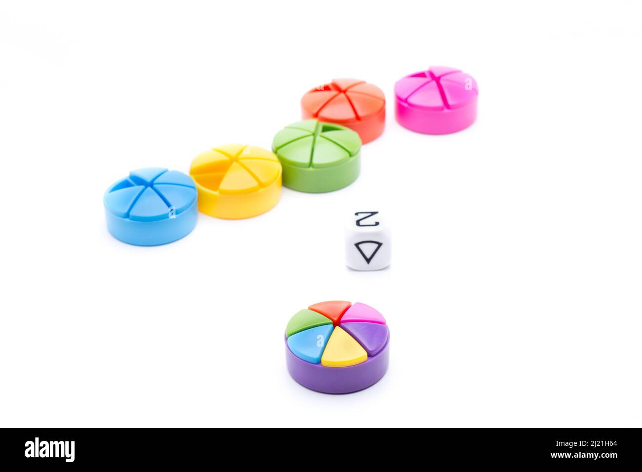 Triangoli colorati, disposti in cerchio Foto Stock