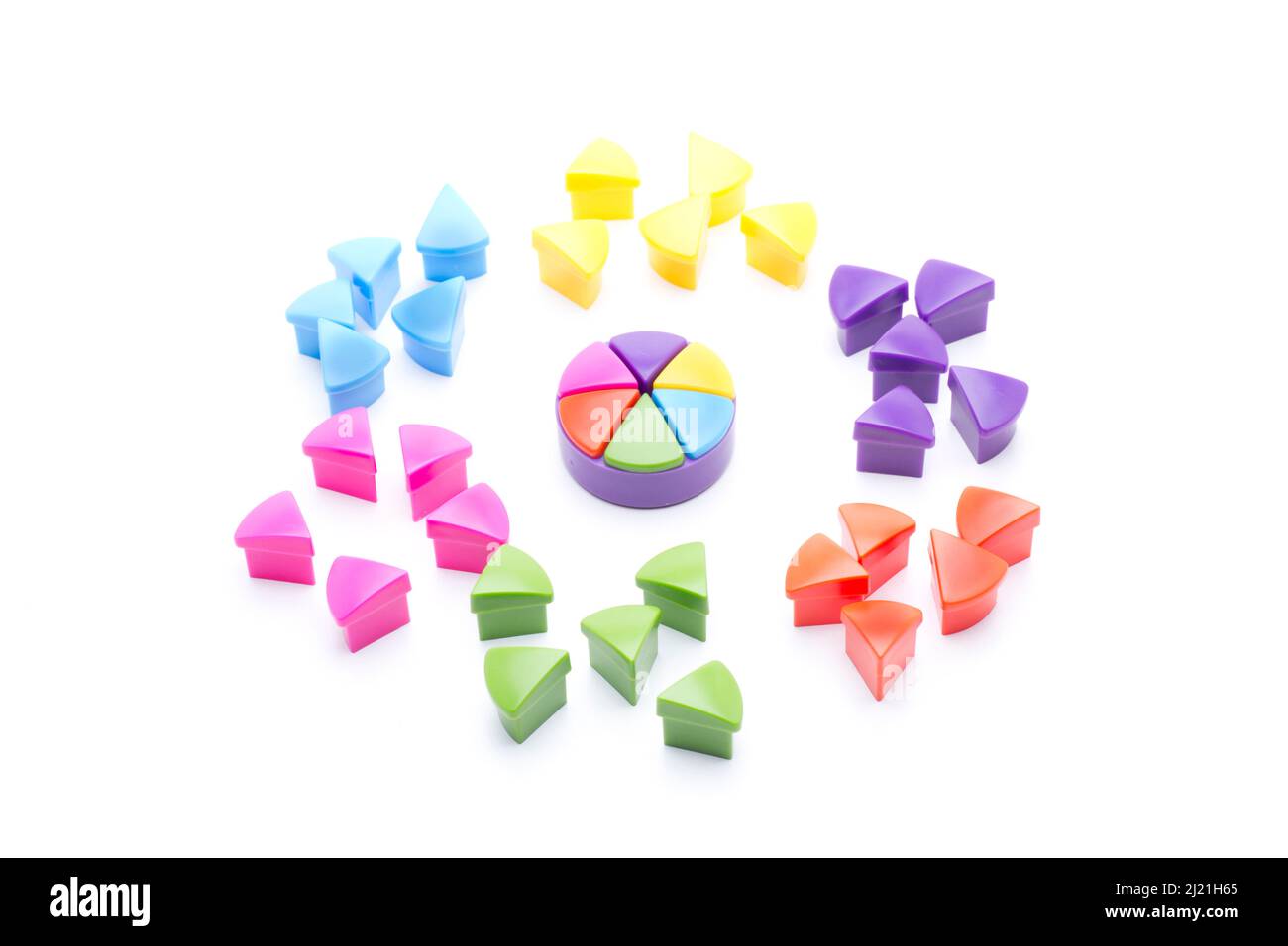 Triangoli colorati, disposti in cerchio Foto Stock