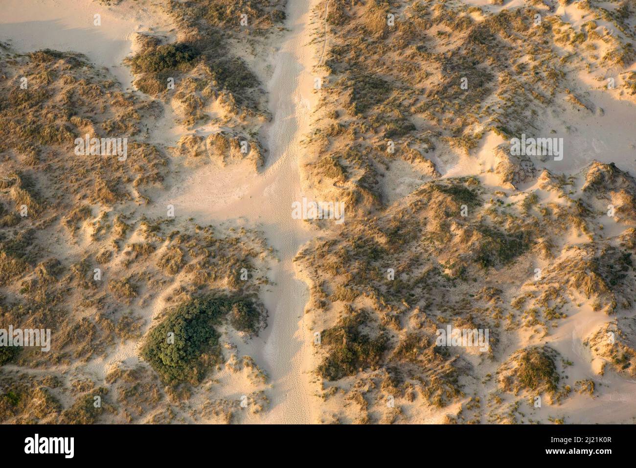 Paesaggio costiero sulla costa occidentale del Mare del Nord nelle Fiandre, vista aerea, Belgio, Fiandre, De Panne Foto Stock