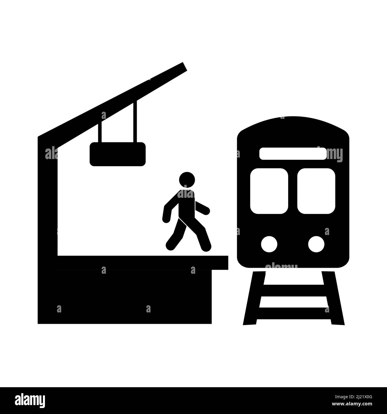 Icona stazione ferroviaria simbolo vettore isolato. Icona astratta vettoriale sul bianco, illustrazione isolata per grafica e web design. Semplice simbo piatto Illustrazione Vettoriale