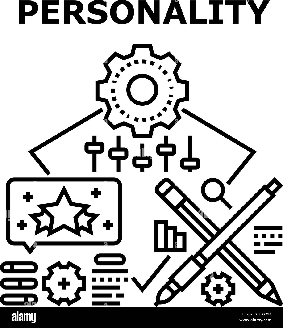 Illustrazione di Personality Vector Concept Black Illustrazione Vettoriale