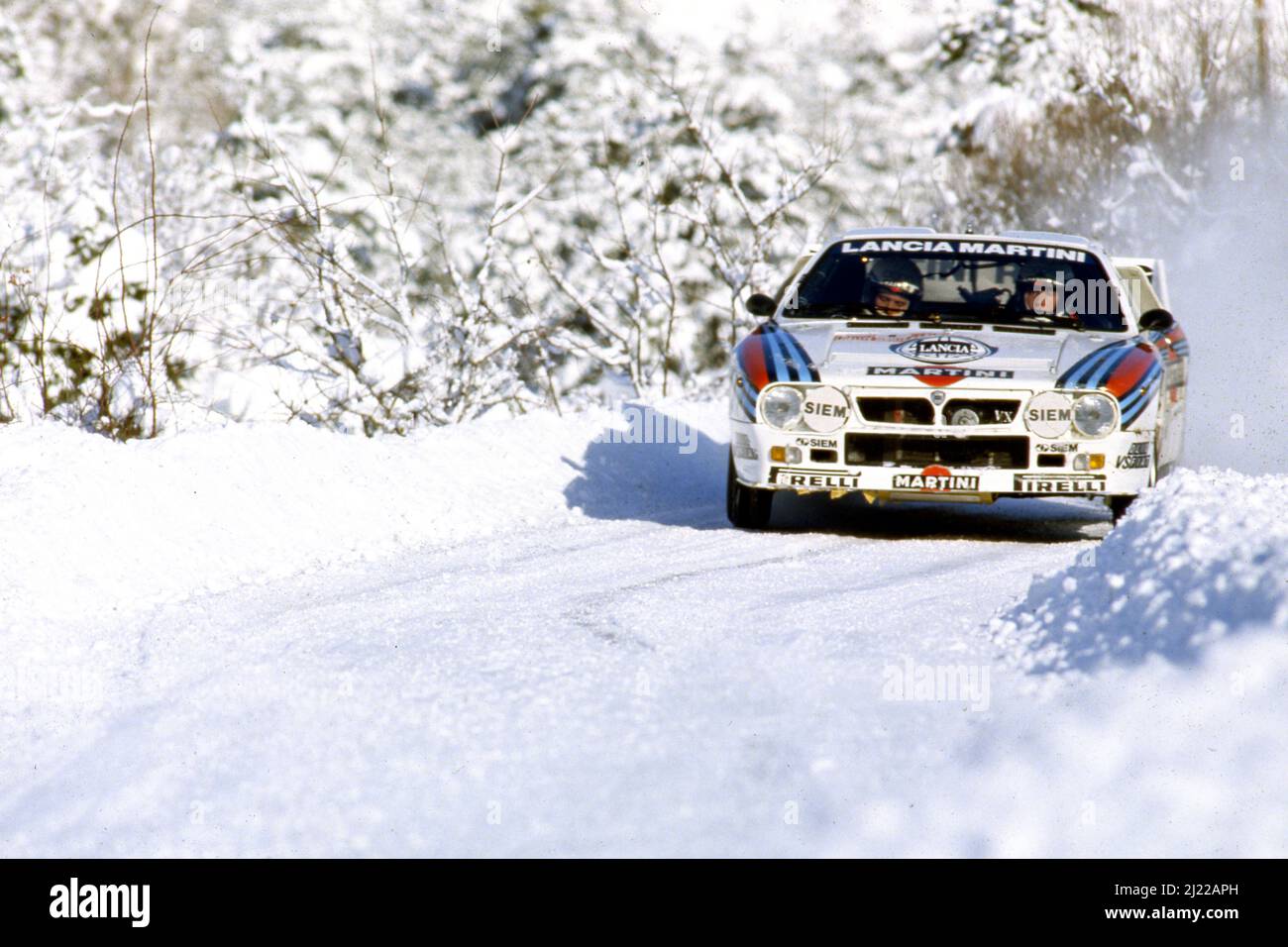 Attilio Bettega (ITA) Maurizio Perissinot (ITA) Lancia Rally 037 GRB Martini Racing Foto Stock