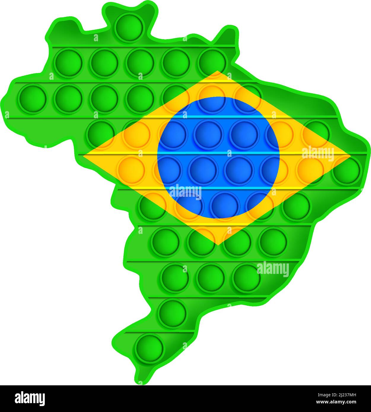 Giocattolo in forma del continente del Brasile. Pop it, Dimple semplice. Illustrazione Vettoriale