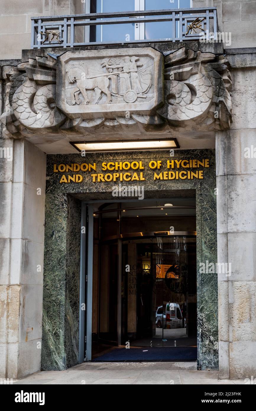 Scuola Londinese di Igiene e Medicina Tropicale, Bloomsbury, Londra. Il palazzo in stile Liberty aperto nel 1929, architetti Morley Horder e Verner Rees Foto Stock
