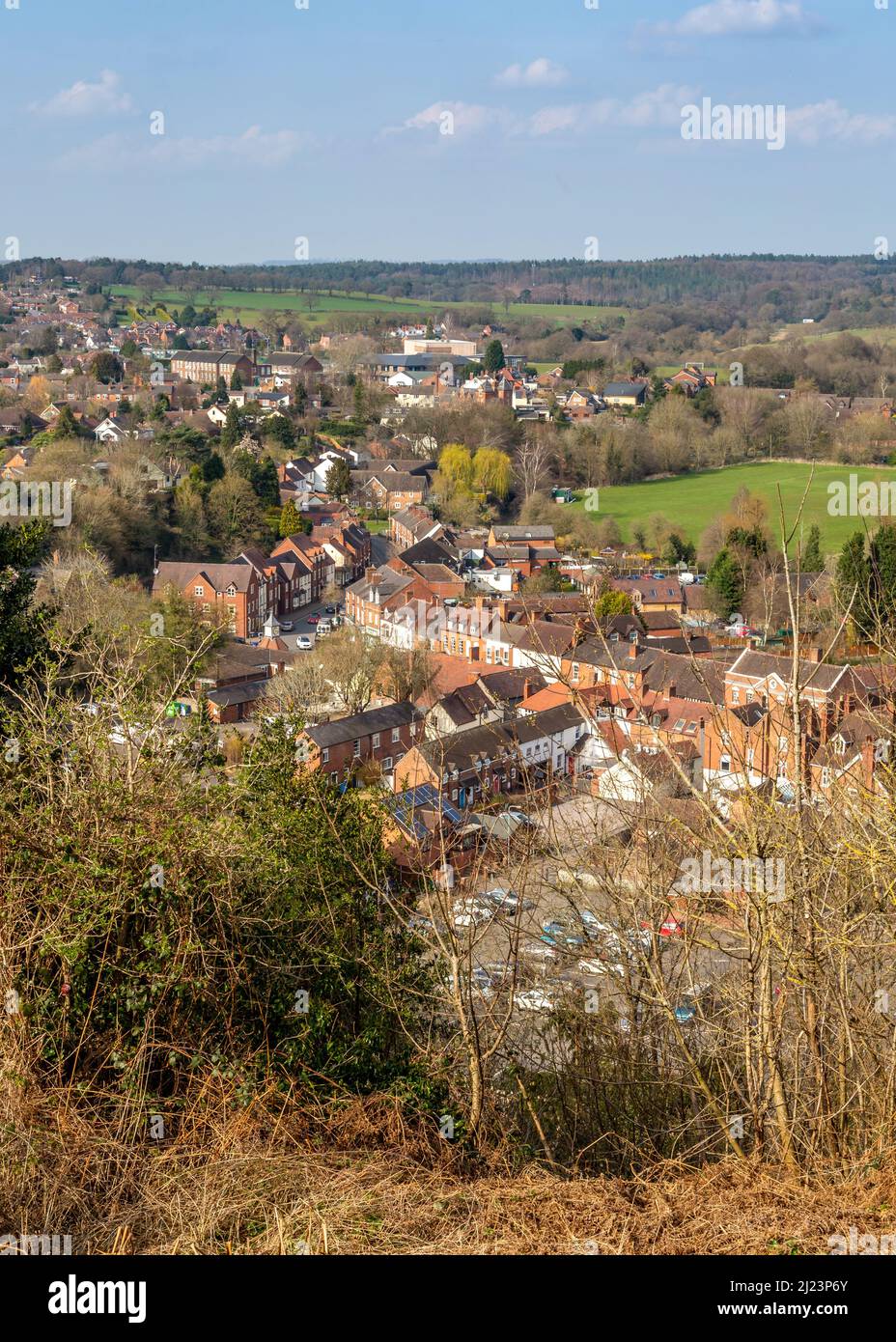 Vista del villaggio di Kinver dalla chiesa di San Pietro, personale, Inghilterra. Foto Stock