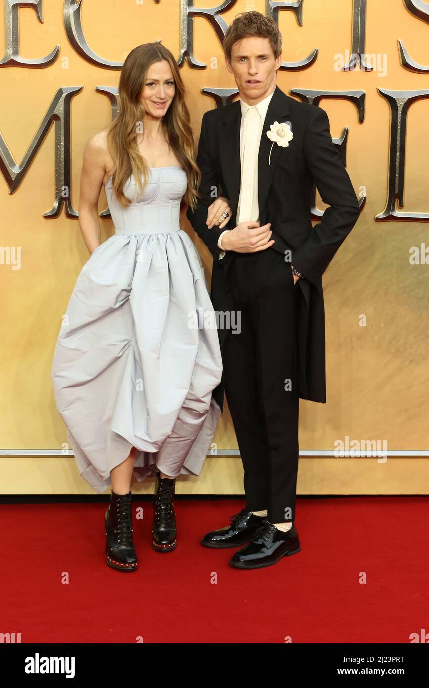 Eddie Redmayne e Hannah Bagshawe, bestie fantastiche: I segreti di Dumbledore - prima mondiale, Royal Festival Hall, Londra, Regno Unito, 29 marzo 2022, Punto Foto Stock