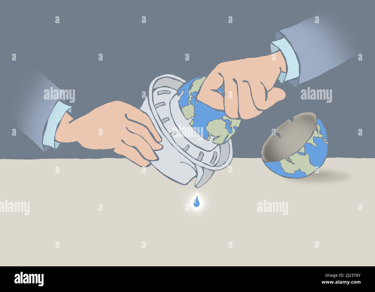 Concetto creativo di ecosistema distrutto problemi di sviluppo , antropocene distruggendo la terra. Crisi di sostenibilità del pianeta Terra COP29 Foto Stock