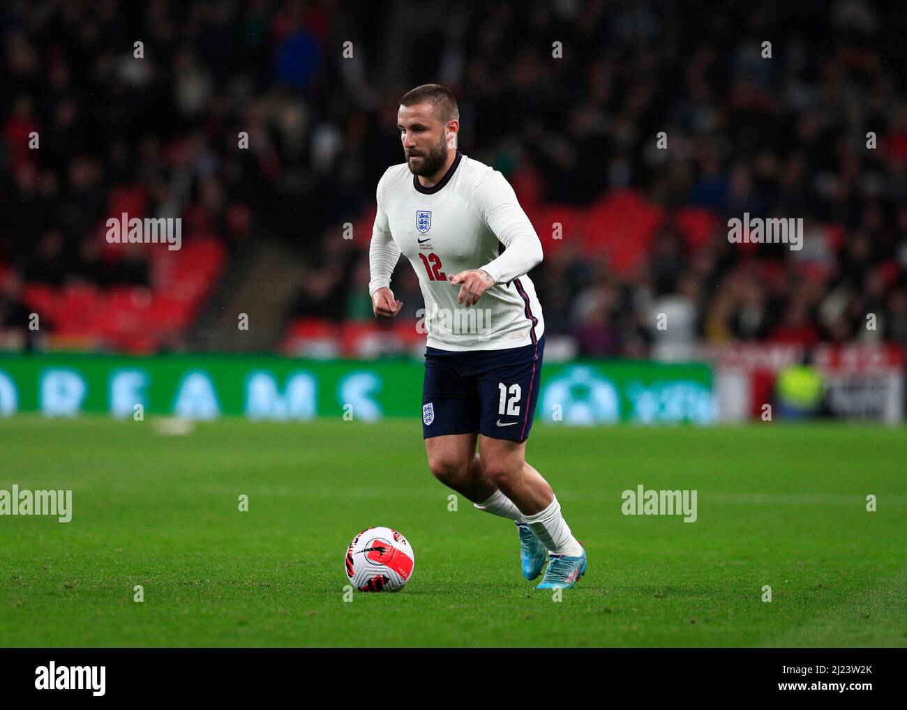 29th marzo 2022; Wembley Stadium, Londra, Inghilterra; International football friendly, Inghilterra contro Costa d'Avorio; Luke Shaw d'Inghilterra Foto Stock