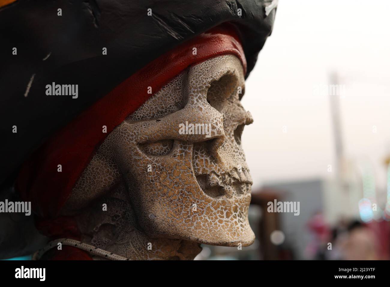 Spooky misterioso caraibico testa Sea Pirate Capitano Foto Stock