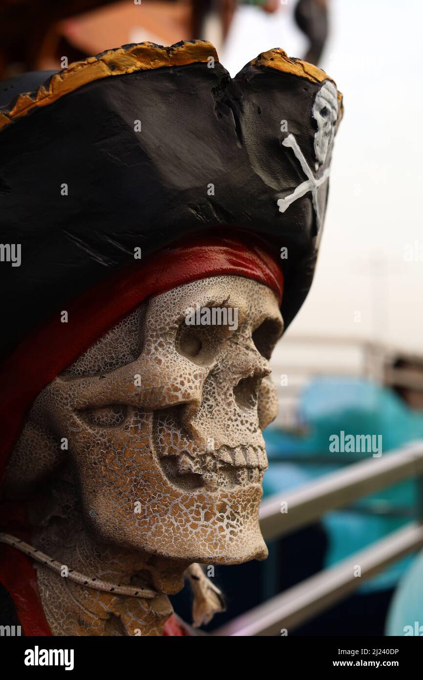 Spooky misterioso caraibico testa Sea Pirate Capitano Foto Stock