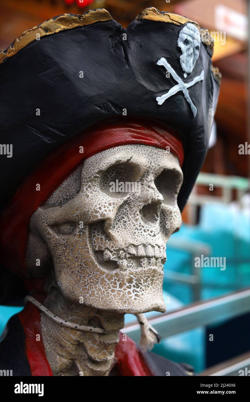 Spooky misterioso caraibico testa Sea Pirate Capitano Foto Stock