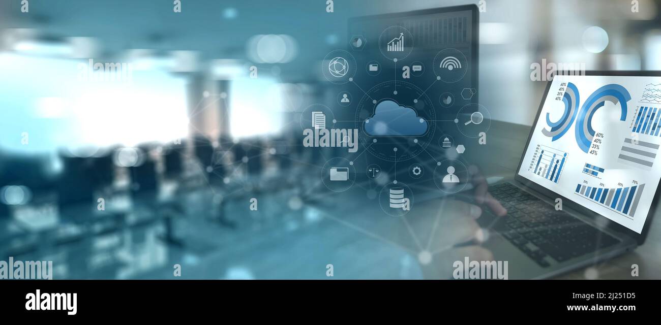 Analisi dei big data, grafico di base aziendale e grafico del marketing digitale, tecnologia Foto Stock