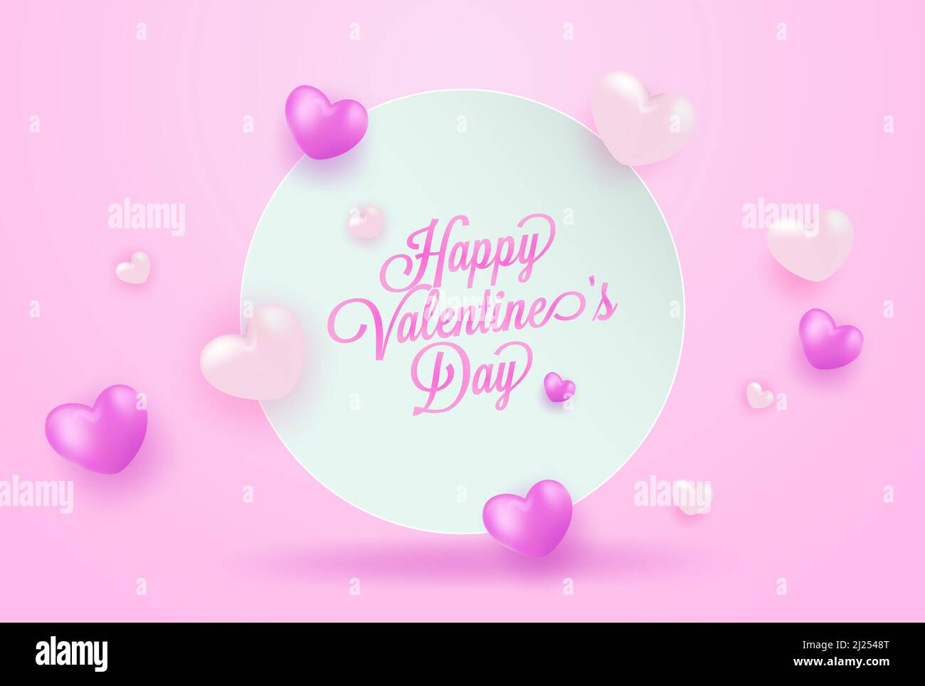 Buon San Valentino saluto con elegante Typography e Purple Violet cuori Illustrazione Vettoriale