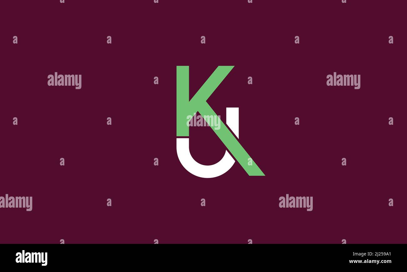Lettere alfabetiche iniziali logo monogramma KU, UK, K e U. Illustrazione Vettoriale
