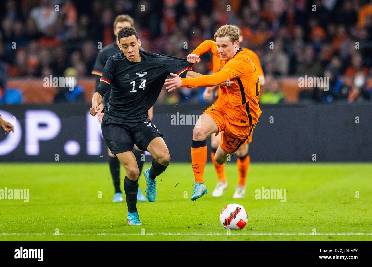 Jamal Musiala (Deutschland), Frenkie de Jong (Niederlande) Niederlande - Deutschland 29.03.2022, Fussball; DFB, Saison 2021/22 Foto: Moritz Müller Foto Stock