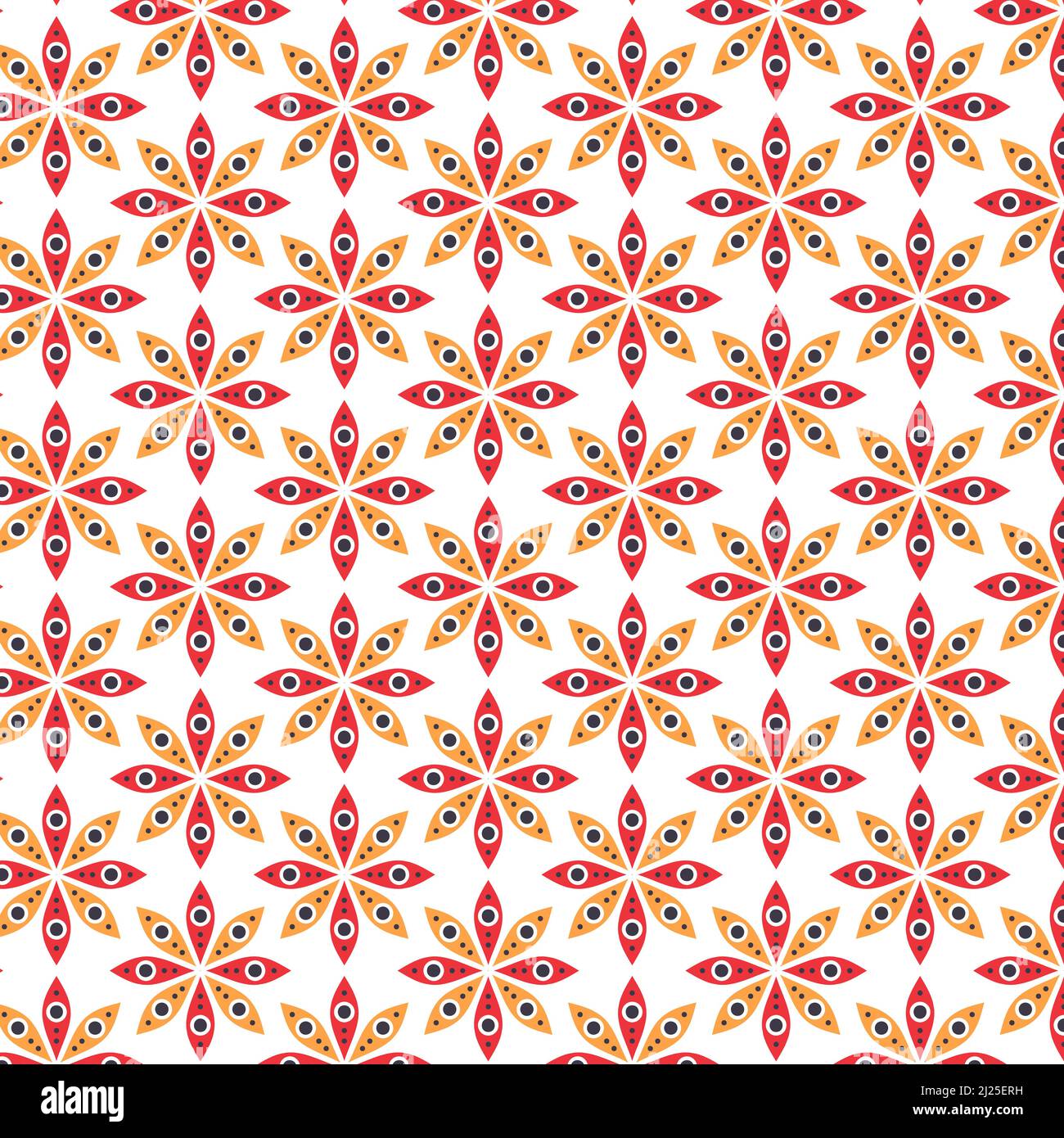 Astratto Rosso giallo Nero Flower pattern sfondo Illustrazione Vettoriale