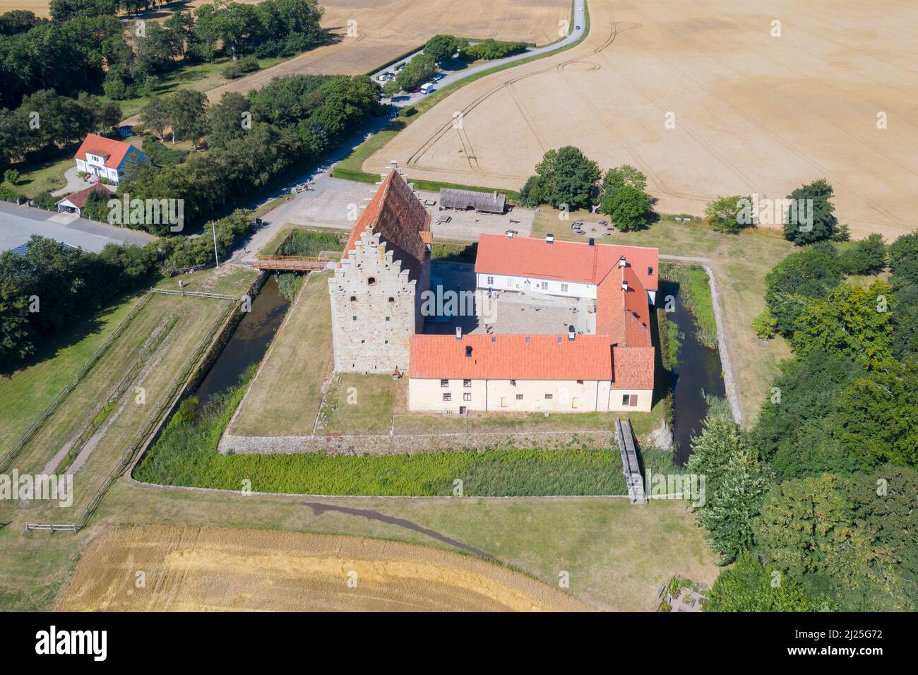 Glimmingehus è un castello medievale situato nel comune di Simrishamn, Scania, nel sud della Svezia Foto Stock