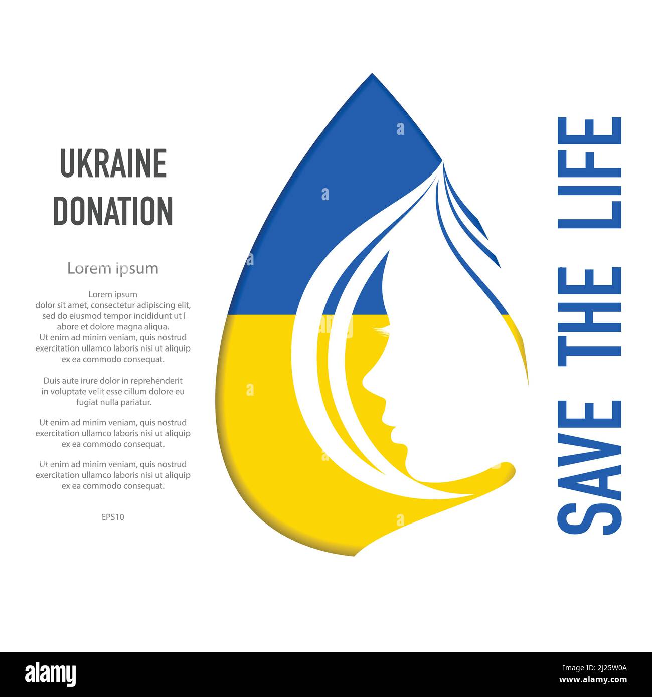 Ucraina donazione sfondo donna faccia Illustrazione Vettoriale