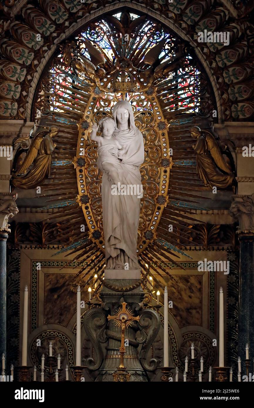 Basilica di Fourviere. Vergine Maria e statua del Bambino. Foto Stock