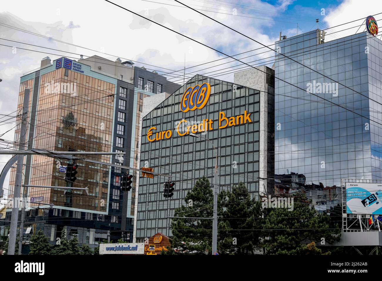 Edifici nel centro di Chisinau, Moldavia Foto Stock