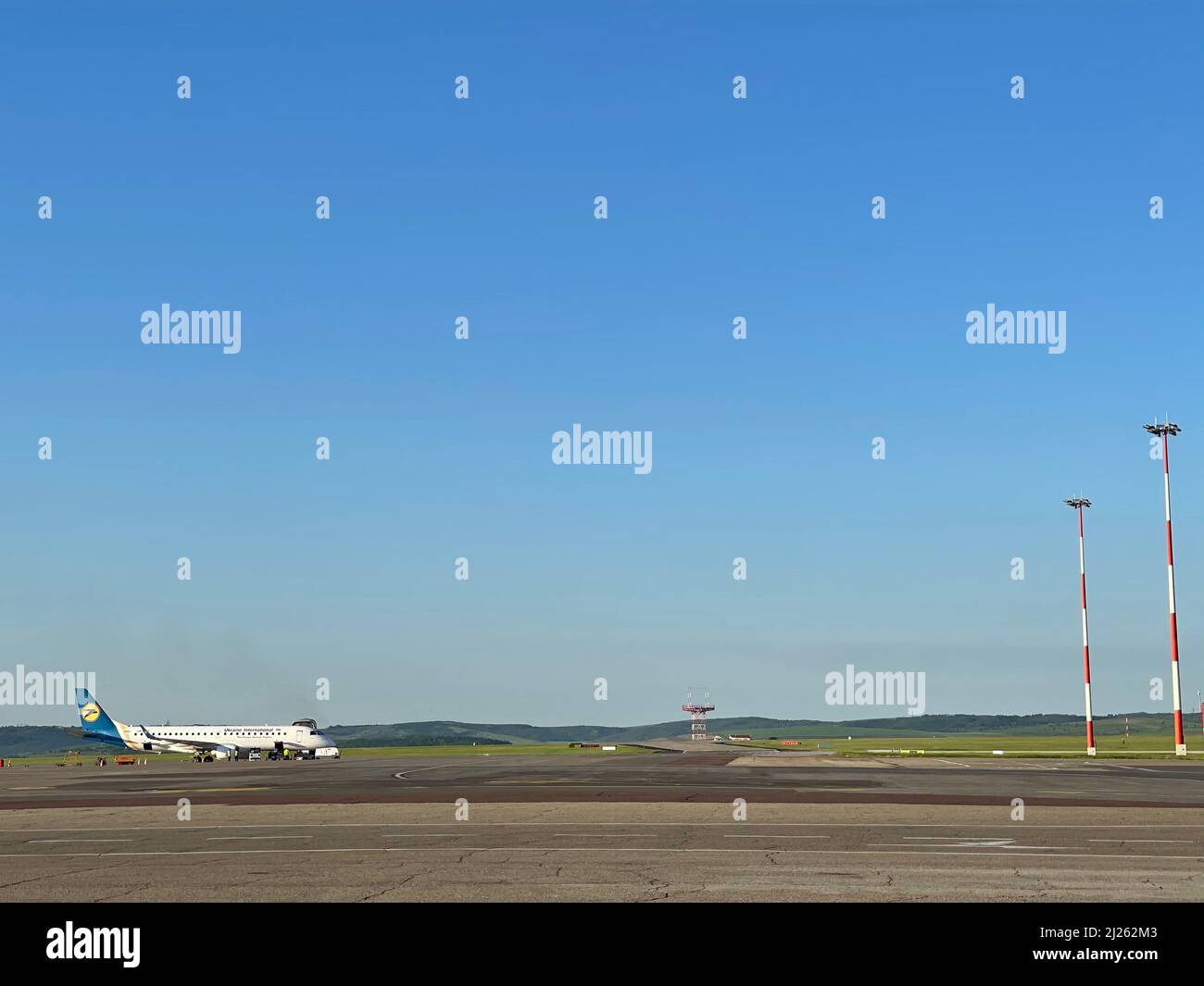 Aereo ucraino sulla pista all'aeroporto di Chisinau, Moldavia Foto Stock