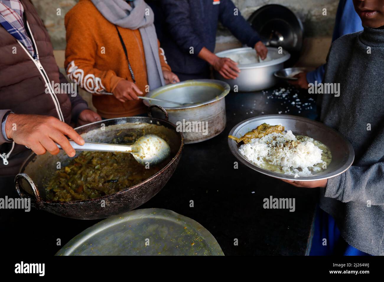 Centro di riabilitazione per bambini di strada. Pranzo. Foto Stock