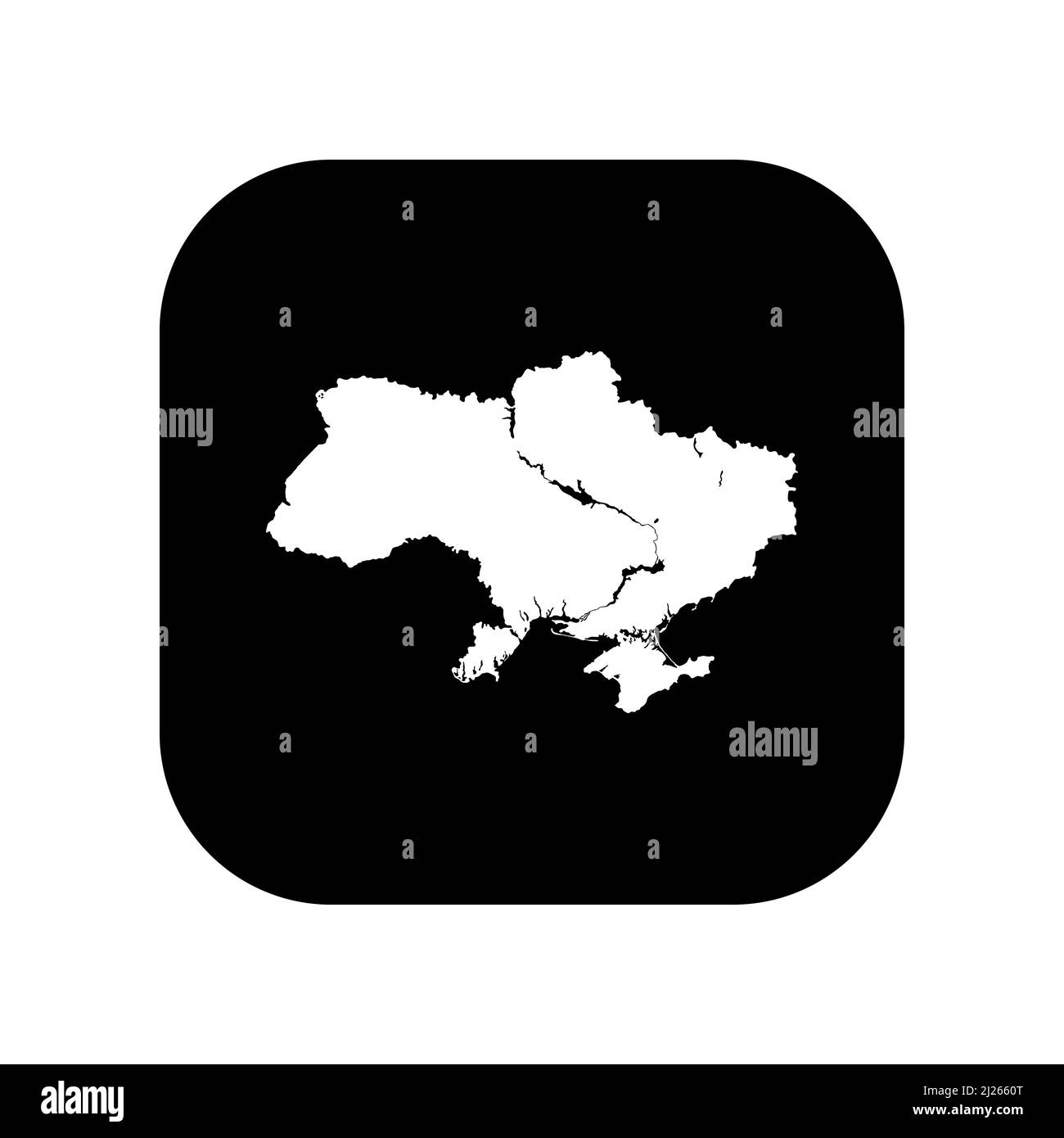 Icona per l'uso in applicazioni di vari gadget. Mappa dell'Ucraina. Stile minimalista e piatto. Illustrazione Vettoriale