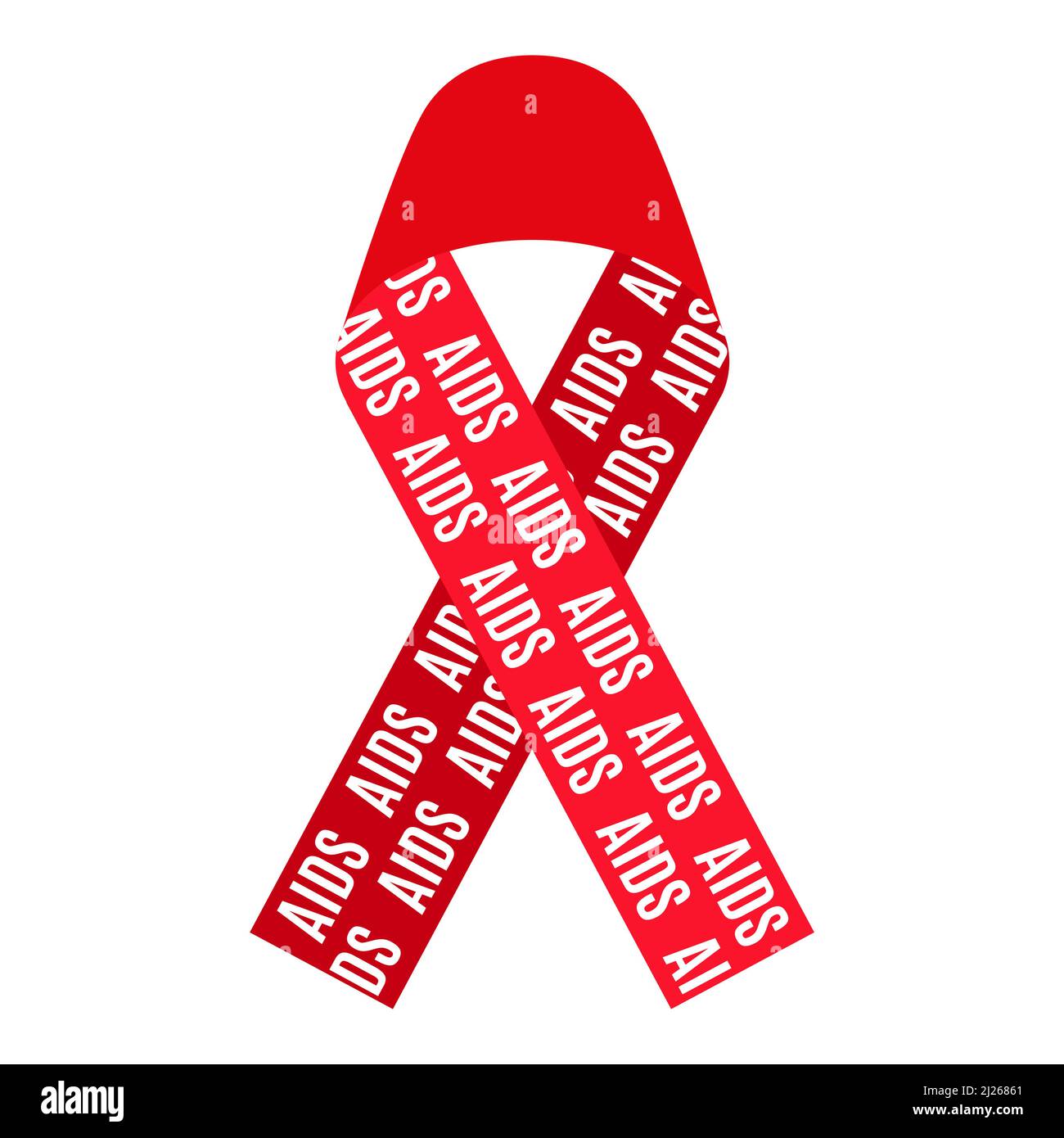 Nastro rosso vettoriale con iscrizione. Il 1 dicembre è la Giornata Mondiale dell'AIDS. Illustrazione Vettoriale
